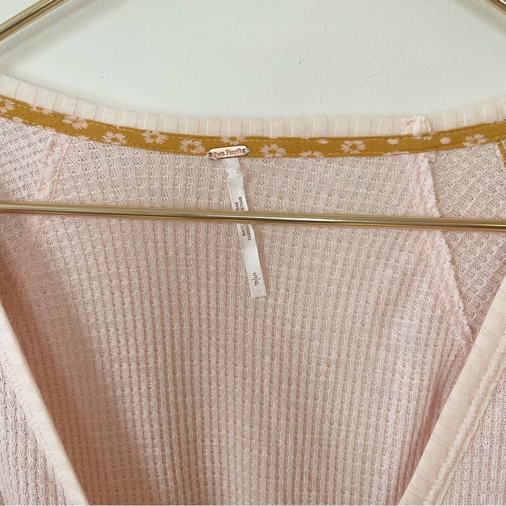 Free People Auxton Floral Thermal Wrap Top  in Light Pink and Mustard S - Picture 9 of 10